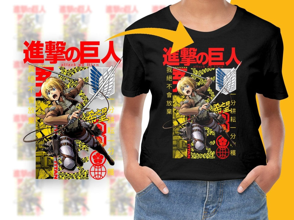Attack on Titan Armin Arlert Caution Design PNG File - Teepew
