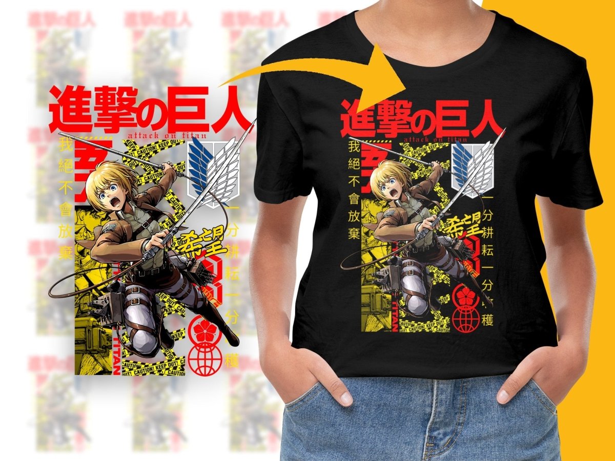Attack on Titan Armin Arlert Caution Design PNG File - Teepew