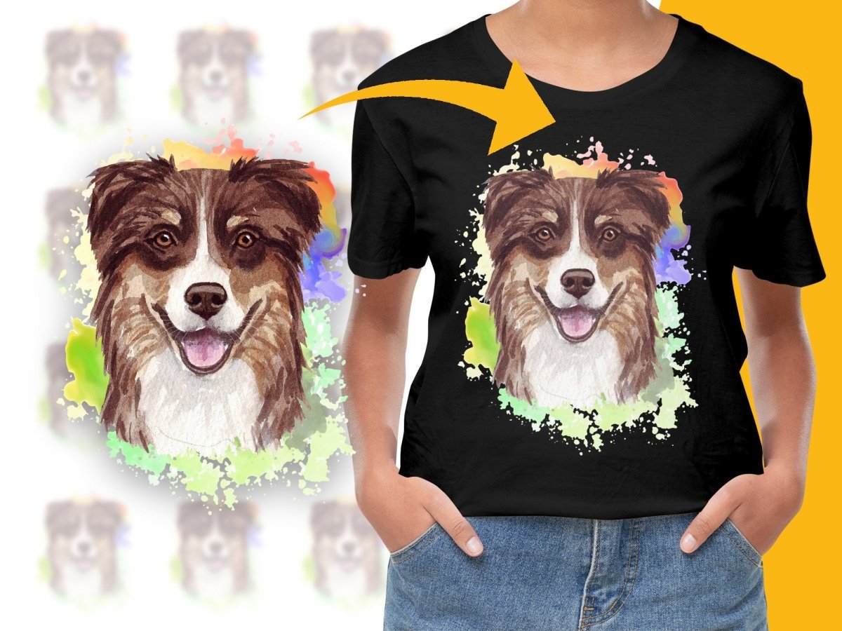 Australian Shepherd Watercolor Art PNG File - Teepew