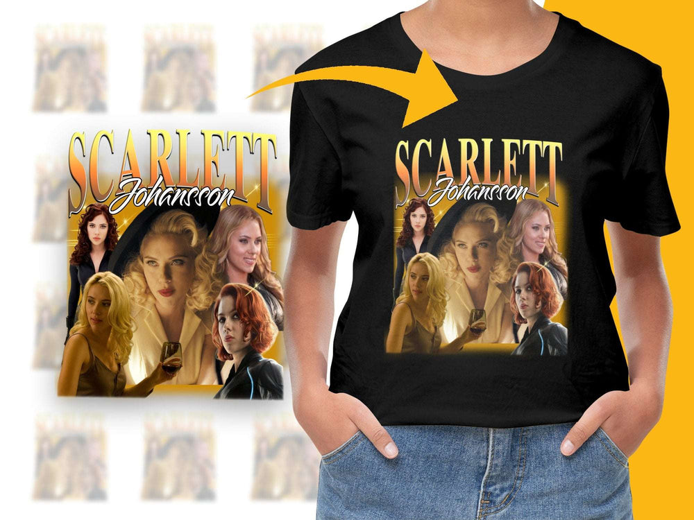 Scarlett Johansson Movie Collage T-Shirt, Film Fan Gift, Actress Graphic Tee, Hollywood Inspired Fashion Top