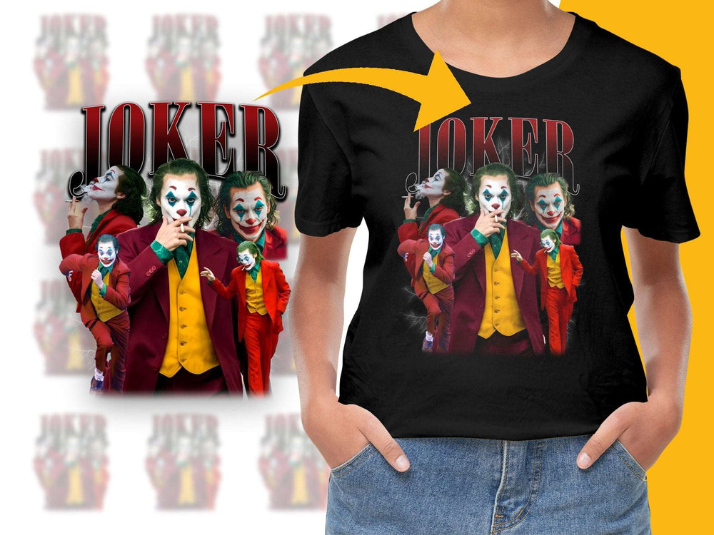 Joker Inspired Graphic T-Shirt, Colorful Comic Book Villain Design, Unisex Casual Tee, Unique Pop Culture Apparel