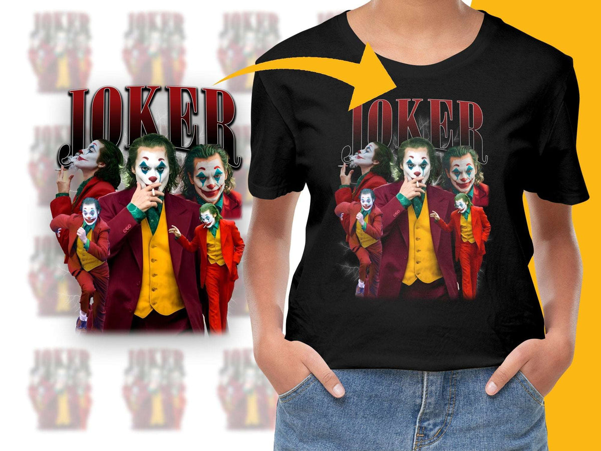 Joker Inspired Graphic T-Shirt, Colorful Comic Book Villain Design, Unisex Casual Tee, Unique Pop Culture Apparel