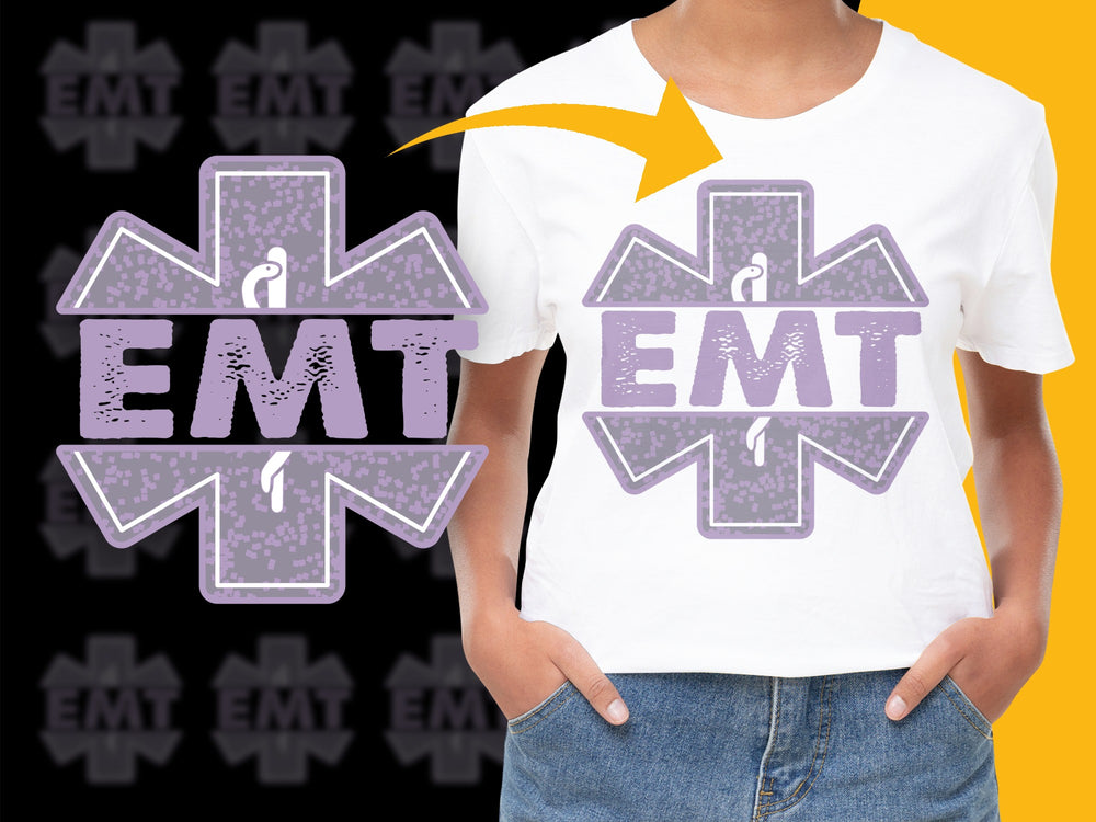 EMT T-Shirt, Emergency Medical Technician Tee, Purple Star of Life Design, Unisex Paramedic Apparel