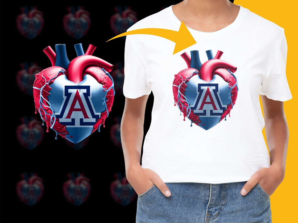 Arizona Heart Graphic T-Shirt, Trendy University Logo Tee, Stylish College Apparel, Unisex Clothing