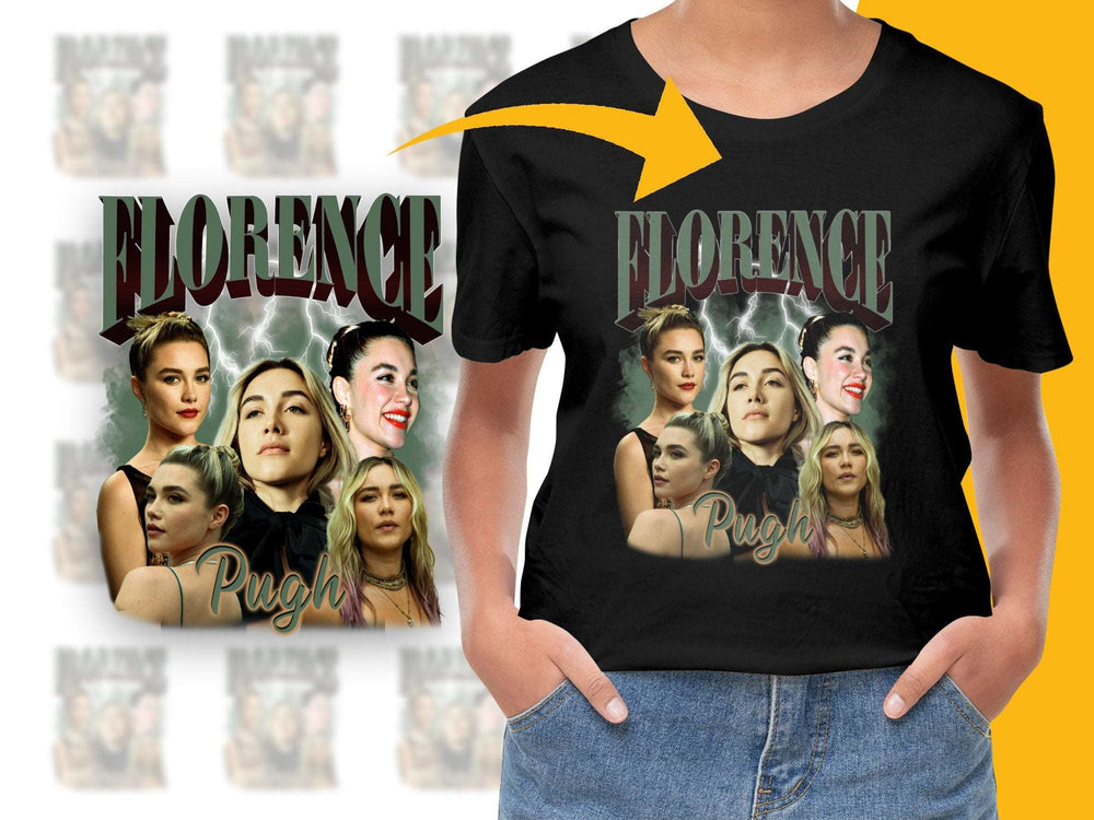 Florence Pugh Fan Art T-Shirt, Movie Star Graphic Tee, Women's Fashion Top, Unique Celebrity Design Shirt