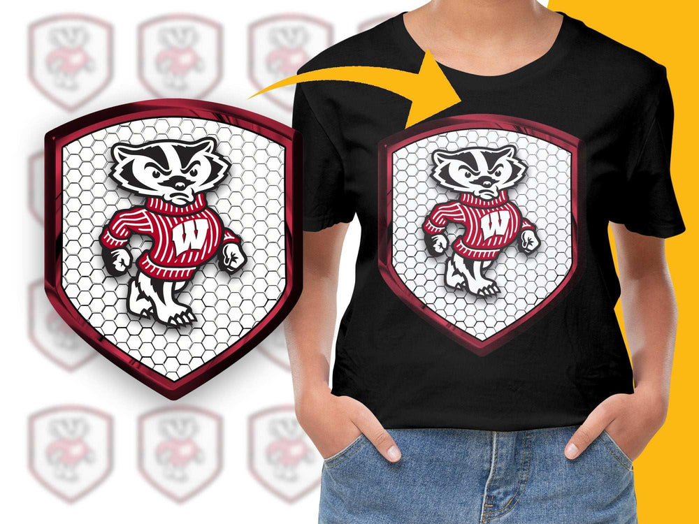 Kids Sports Mascot T-Shirt, Red and White Striped, Youth Soccer Team Tee, Customizable Logo Shirt