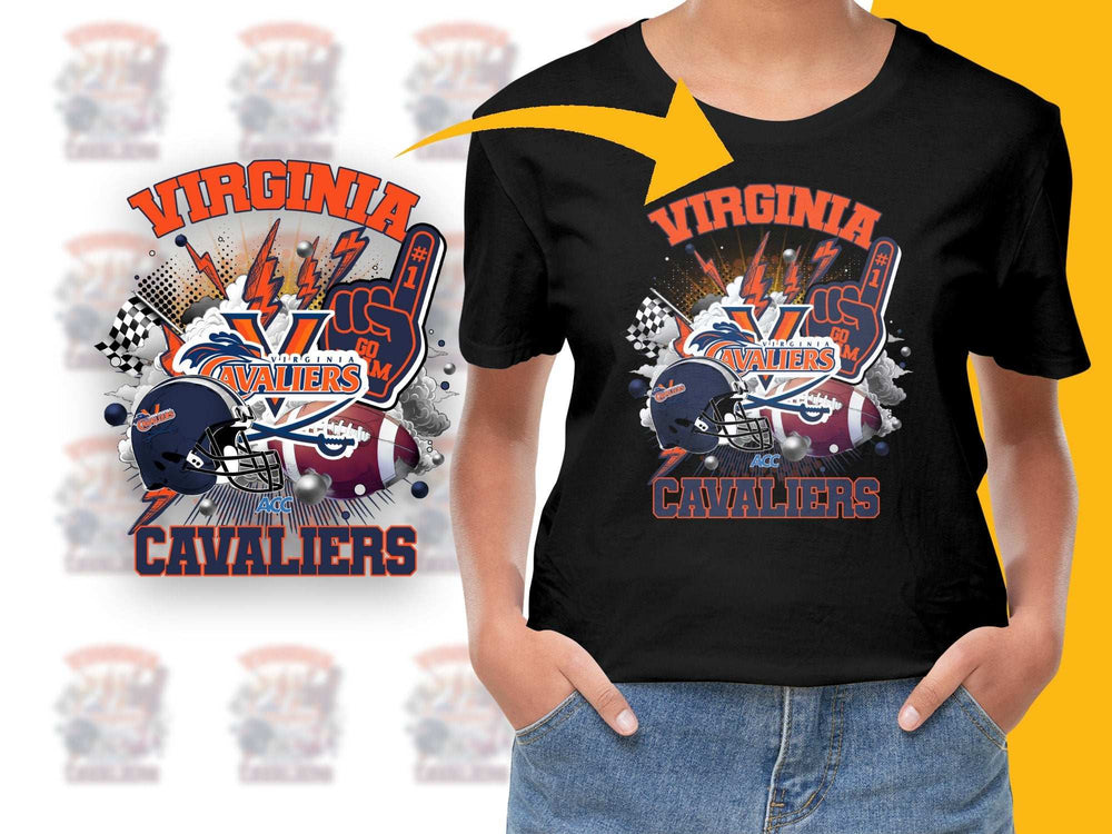 Virginia Cavaliers T-Shirt, College Football Graphic Tee, Sports Fan Apparel, Unisex Black Shirt