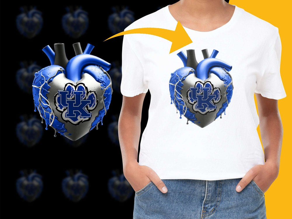 Kentucky Themed Heart T-Shirt, Blue and White Graphic Tee, College Sports Fan Apparel, Unique Gift Idea