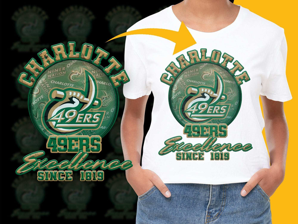 Charlotte 49ers T-Shirt, Vintage College Logo Tee, Excellence Since 1819, Sports Fan Apparel