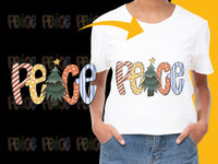 Load image into Gallery viewer, Festive Christmas Tree Peace Holiday T-Shirt, Colorful Seasonal Graphic Tee, Unisex Casual Wear