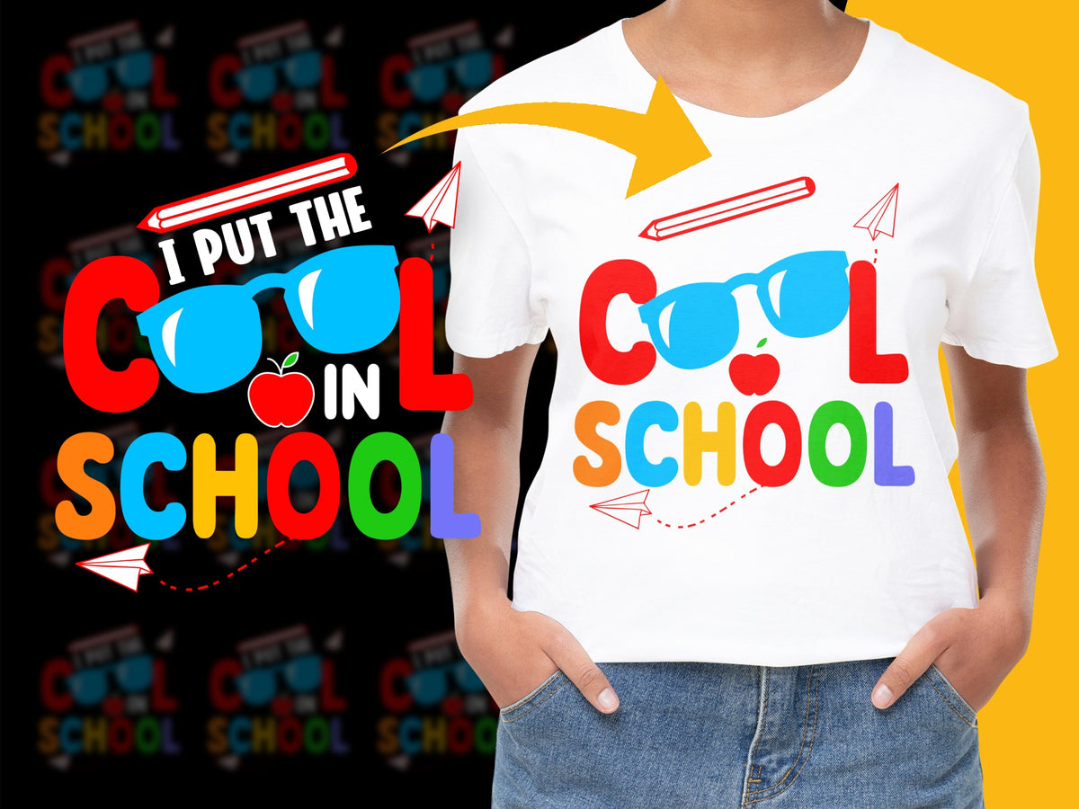 Cool In School T-Shirt, Colorful Kids Tee, Fun Back To School Shirt, Trendy Graphic Tee for Children
