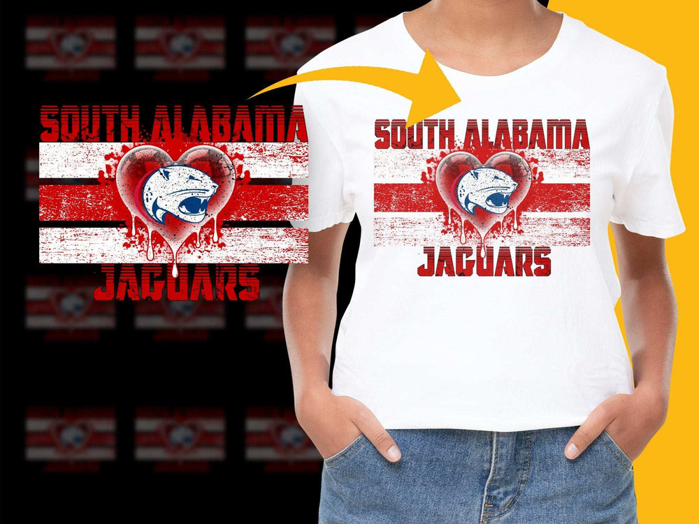 South Alabama Jaguars T-Shirt, Distressed Flag Design, Patriotic College Apparel, Sports Fan Gift