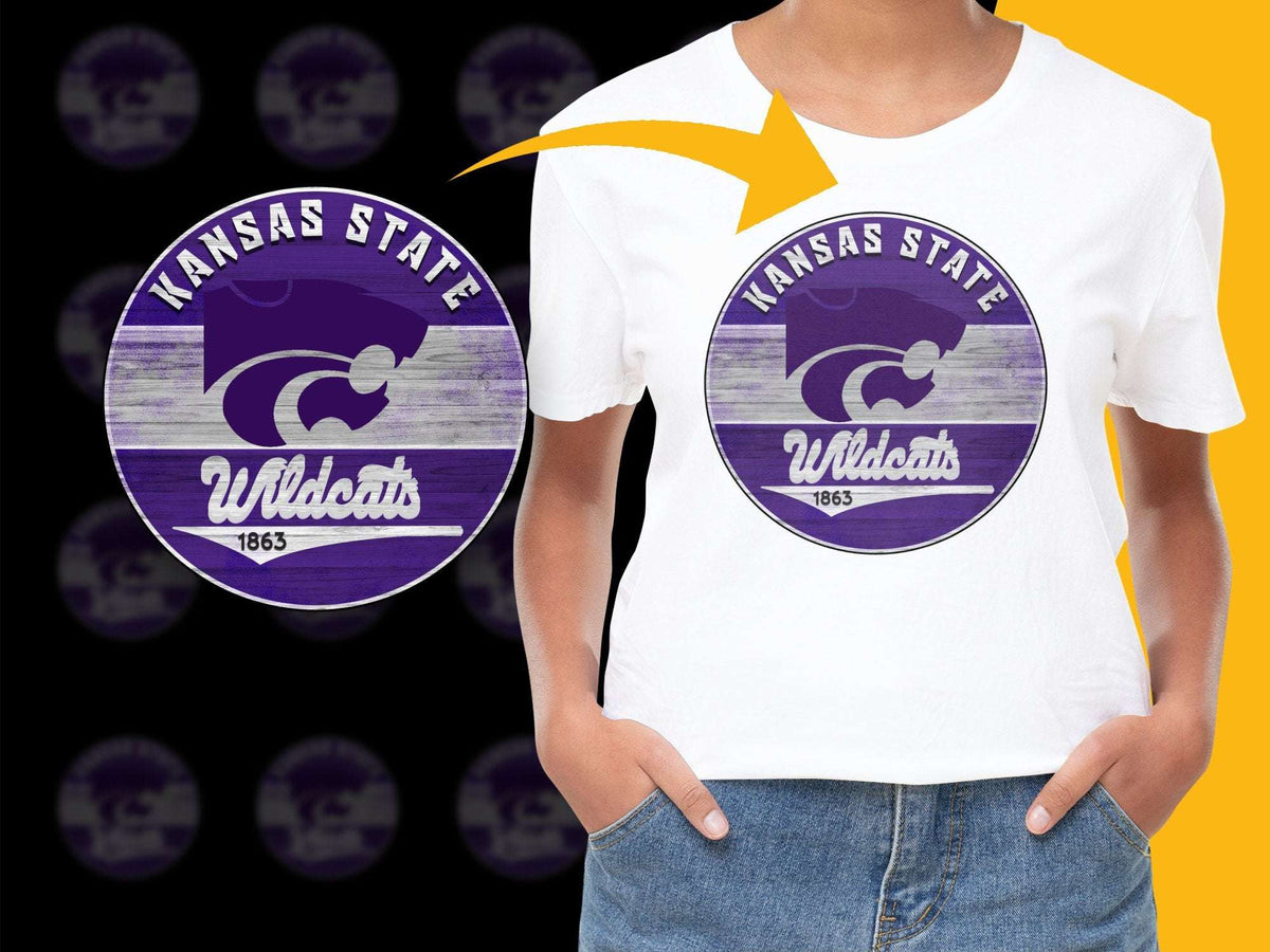 Kansas State Wildcats T-Shirt, Vintage Logo, College Team Apparel, Purple and White, Unisex Sizes, Sports Fan Gear, 1865
