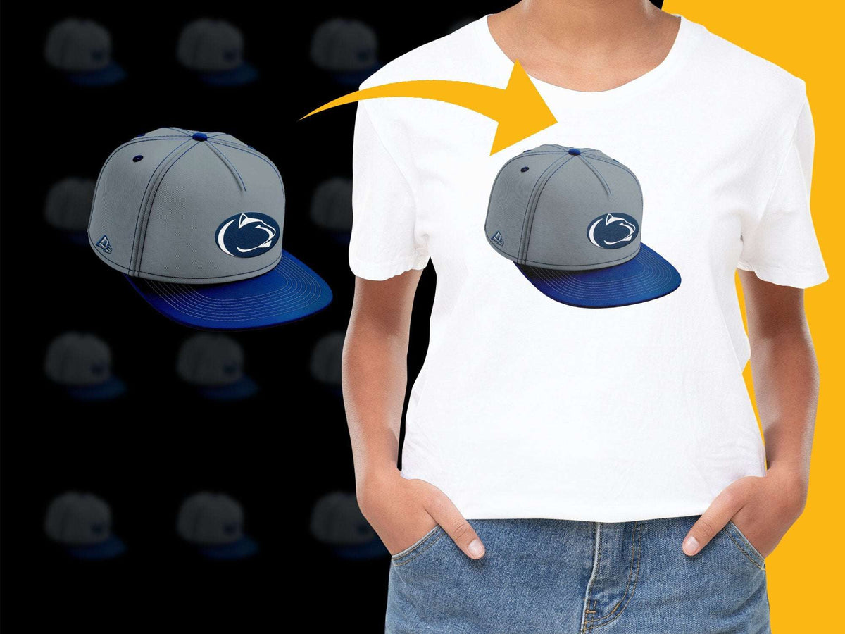 Penn State Cap White T-Shirt, Trendy Sports Logo Tee, Casual College Apparel, Unisex Fashion Shirt