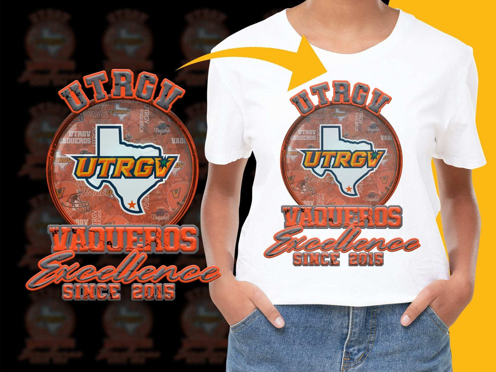 UTRGV Vaqueros Excellence T-Shirt, Texas Orange Graphic Tee, College Fan Apparel, Since 2015 Design