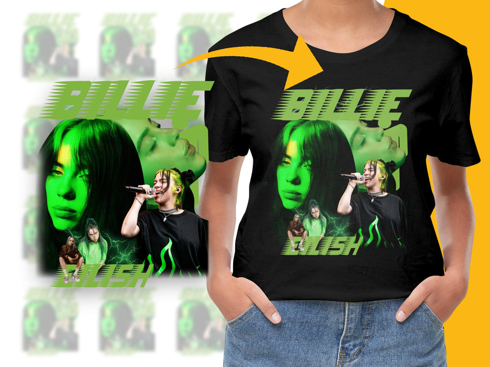 Billie Eilish Graphic T-Shirt, Trendy Pop Music Artist Tee, Bold Custom Fan Merch, Unisex Fashion Top