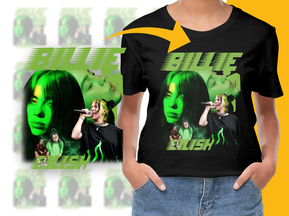 Billie Eilish Graphic T-Shirt, Trendy Pop Music Artist Tee, Bold Custom Fan Merch, Unisex Fashion Top