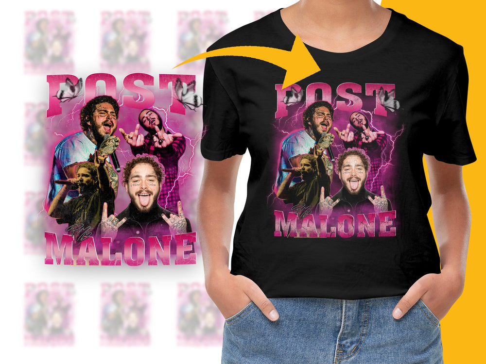 Post Malone Graphic T-Shirt, Hip Hop Artist Inspired Colorful Tee, Unisex Music Fan Apparel, Vibrant Streetwear Fashion