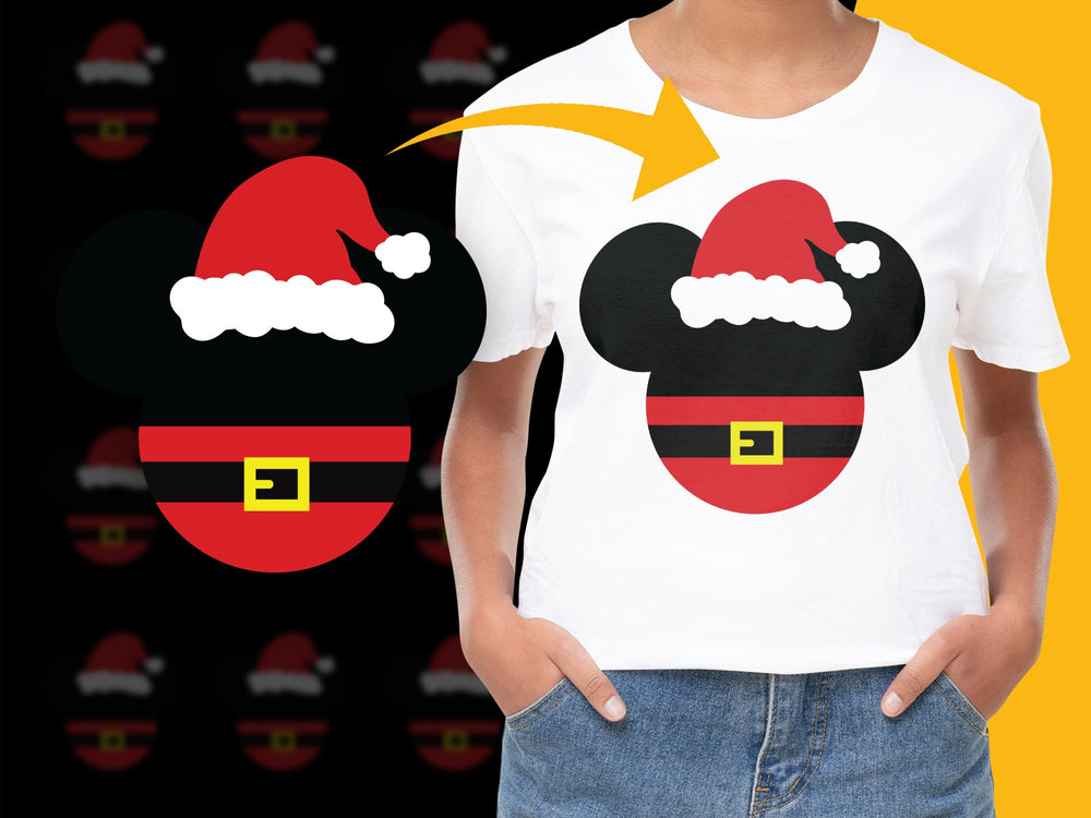 Kids Santa Mickey Mouse Christmas T-Shirt, Festive Holiday Graphic Tee, Cute Xmas Gift for Children, Unisex Cotton Shirt