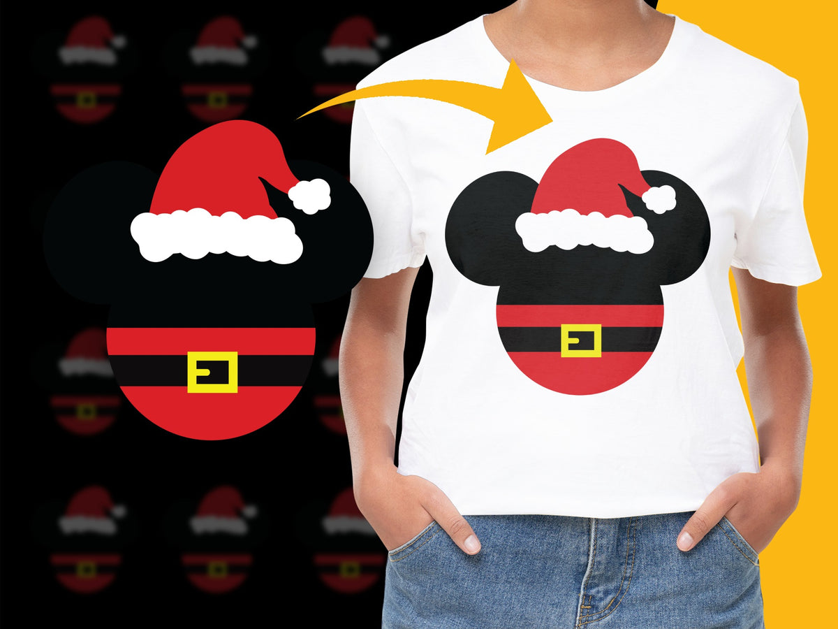 Kids Santa Mickey Mouse Christmas T-Shirt, Festive Holiday Graphic Tee, Cute Xmas Gift for Children, Unisex Cotton Shirt