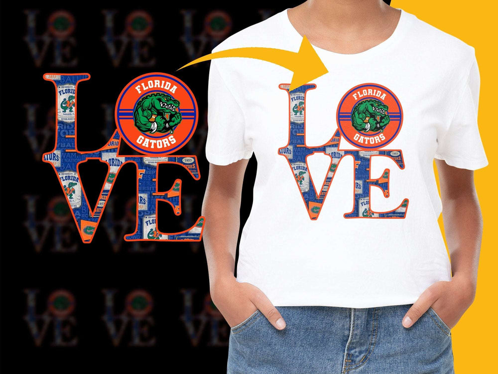 Florida Gators Love T-Shirt, College Football Fan Apparel, Unisex White Graphic Tee, Sports Enthusiast Gift