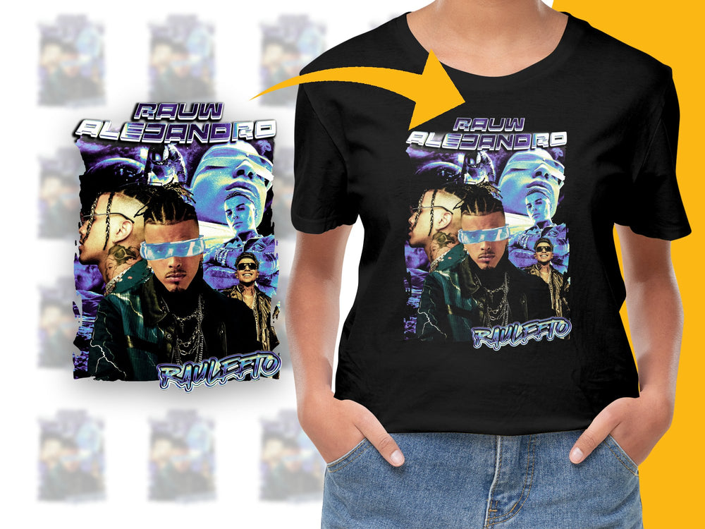 Rauw Alejandro Graphic T-Shirt, Urban Music Fan Tee, Cool Pop Artist Design, Trendy Concert Shirt, Black Cotton Top