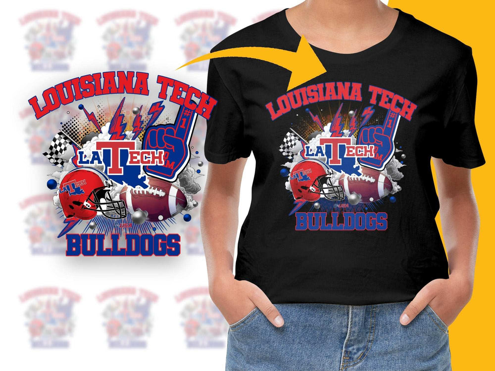 Louisiana Tech Bulldogs T-Shirt, College Football Graphic Tee, Sports Fan Apparel, Red Blue Design