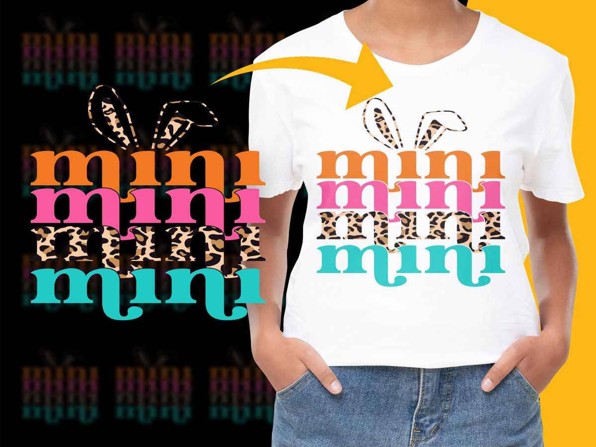 Colorful Mini Text Graphic T-Shirt, Trendy Leopard Print Design, Summer Casual Wear for All Ages