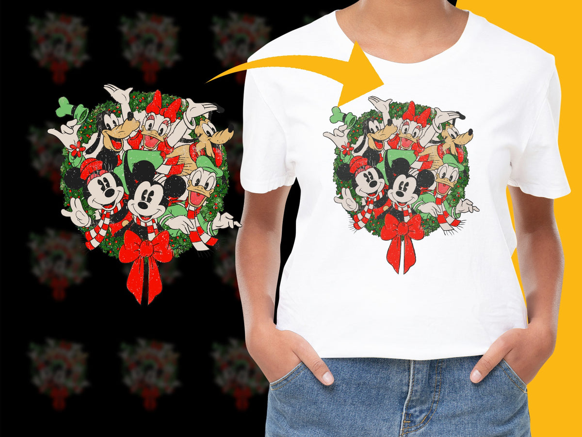 Disney Christmas T-Shirt, Mickey and Friends Holiday Graphic Tee, Festive Family Matching Shirts