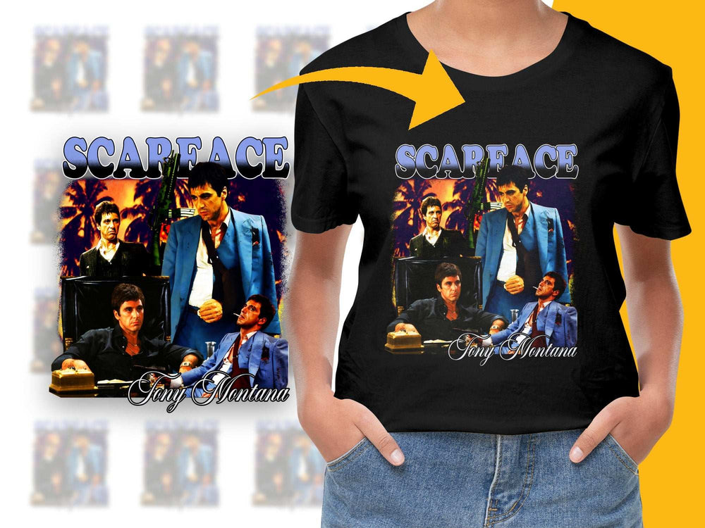 Scarface Tony Montana Graphic Tee, Classic Movie Fan T-Shirt, Vintage 80s Cinema Inspired Top