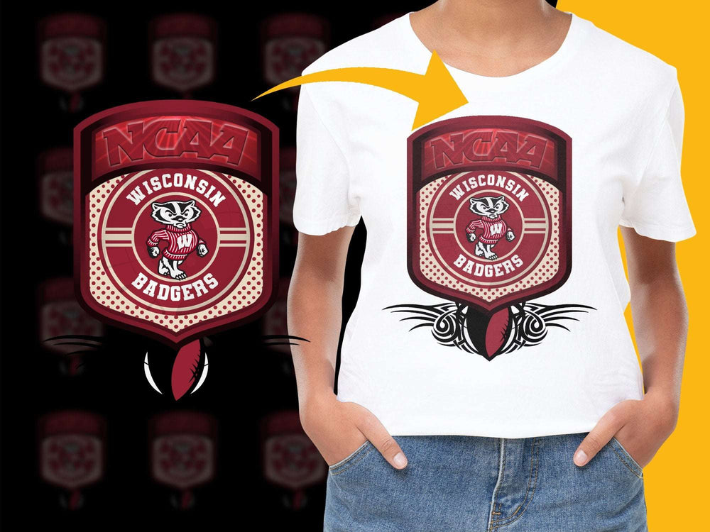 Wisconsin Badgers NCAA Logo T-Shirt, College Sports Fan Gear, Red Graphic Tee