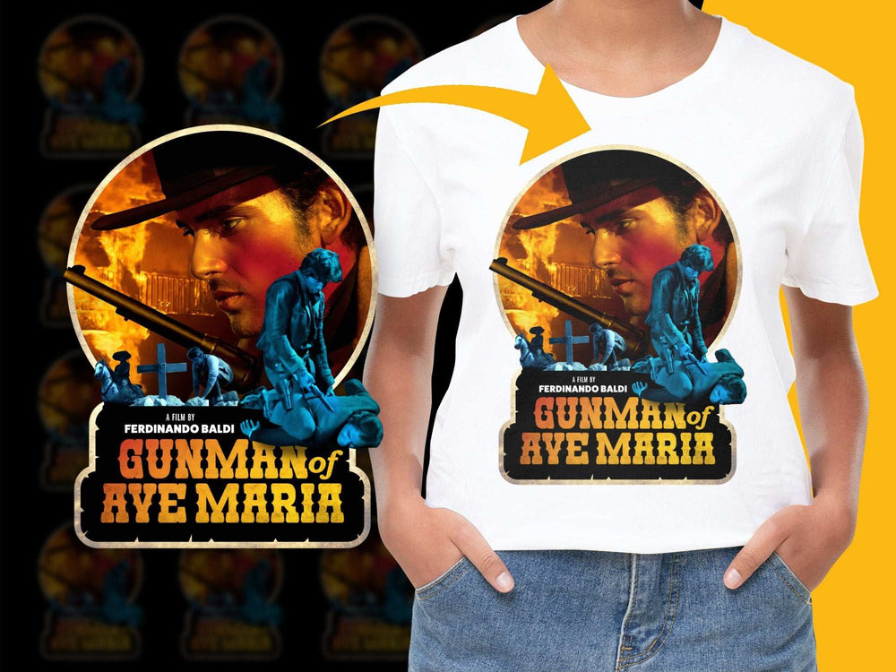 Vintage Western T-Shirt, Gunman of Aye Maria, Classic Movie Graphic Tee, Unisex Cotton Shirt