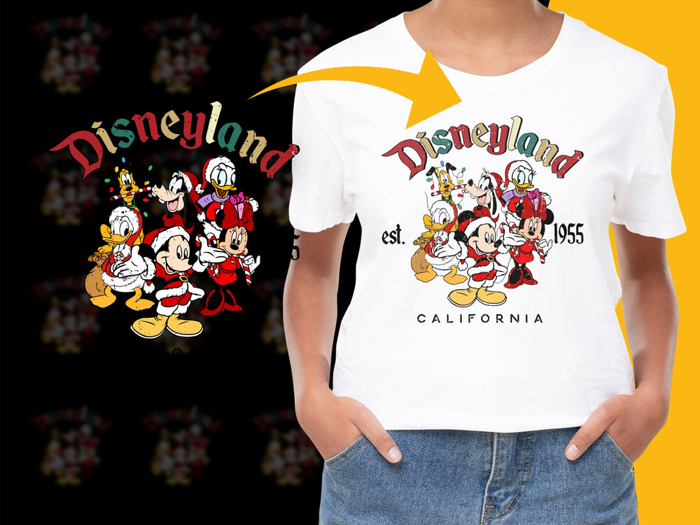 Disneyland California Est. 1955 Vintage T-Shirt, Classic Cartoon Characters White Tee