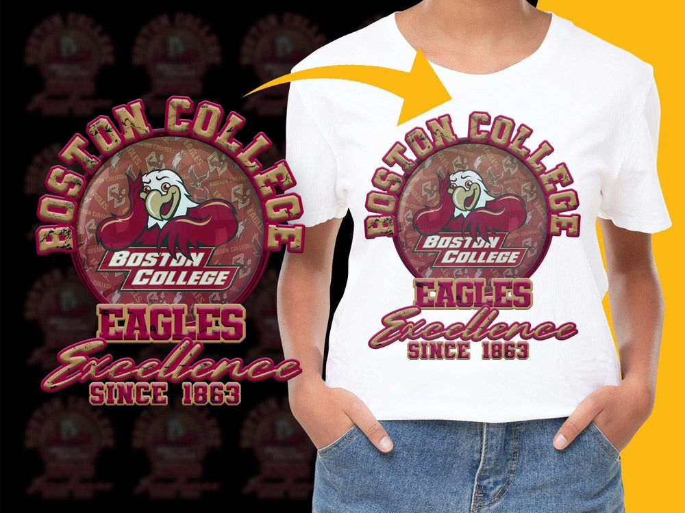 Boston College Eagles T-Shirt, Maroon and White Excellence Logo, College Apparel, Since 1863