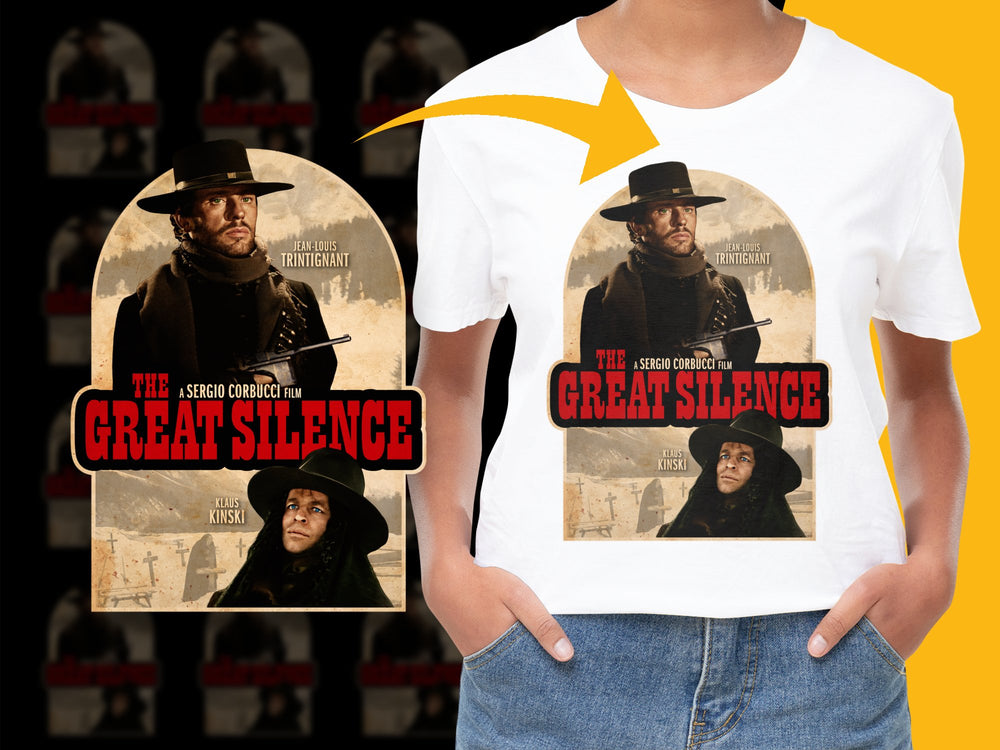 Vintage 'The Great Silence' Movie Poster T-Shirt, Classic Western Film Graphic Tee, Unisex Cotton Shirt