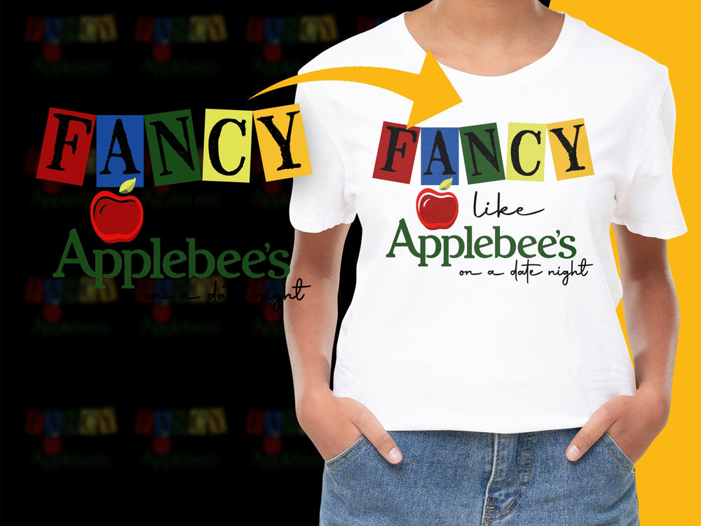 Fancy Applebee's Graphic T-Shirt, Fun Date Night Tee, Colorful Casual Top, Trendy Apple Design Shirt for Couples