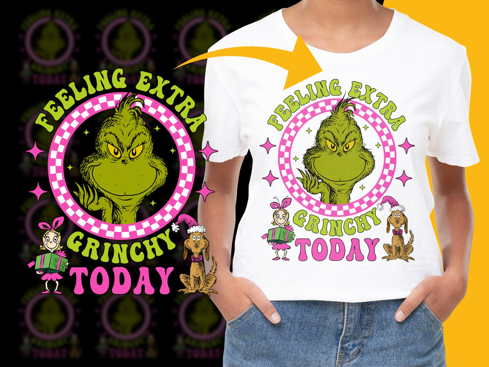 Grinch T-Shirt Feeling Extra Grinchy Today Christmas Kids and Adult Sizes