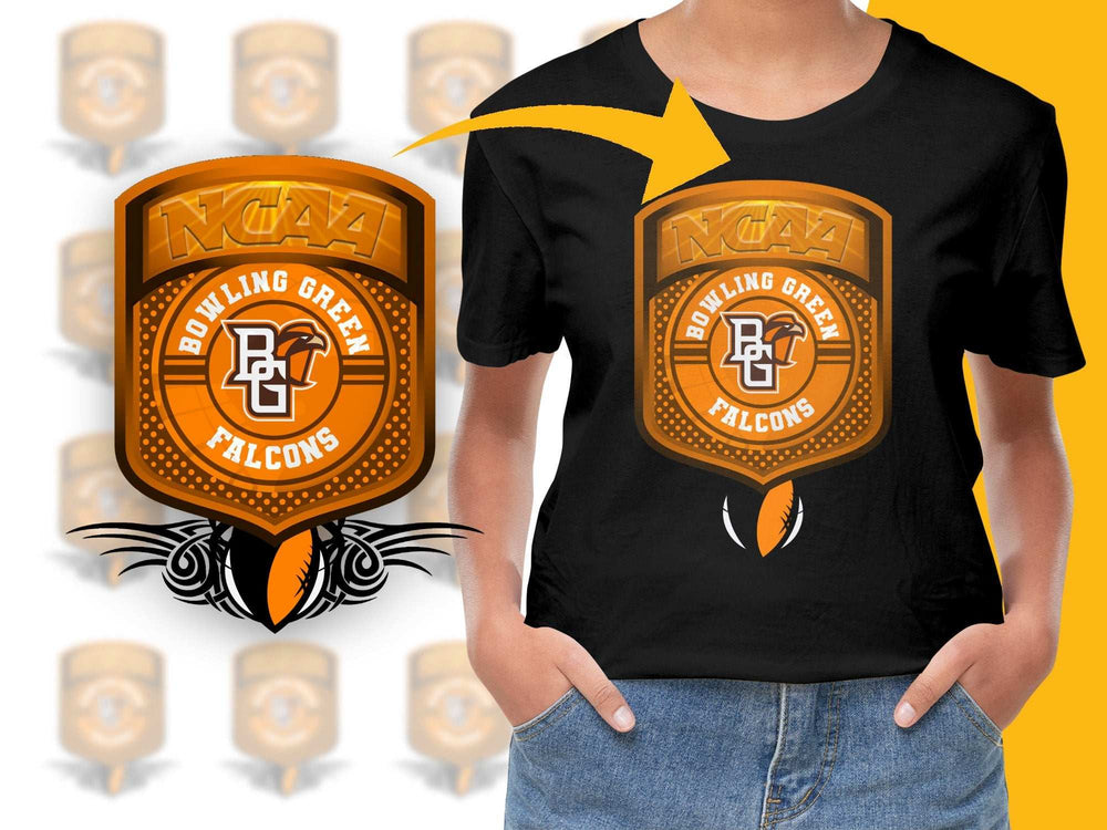 Bowling Green Falcons NCAA Logo Black T-Shirt, College Sports Apparel, Graphic Tee