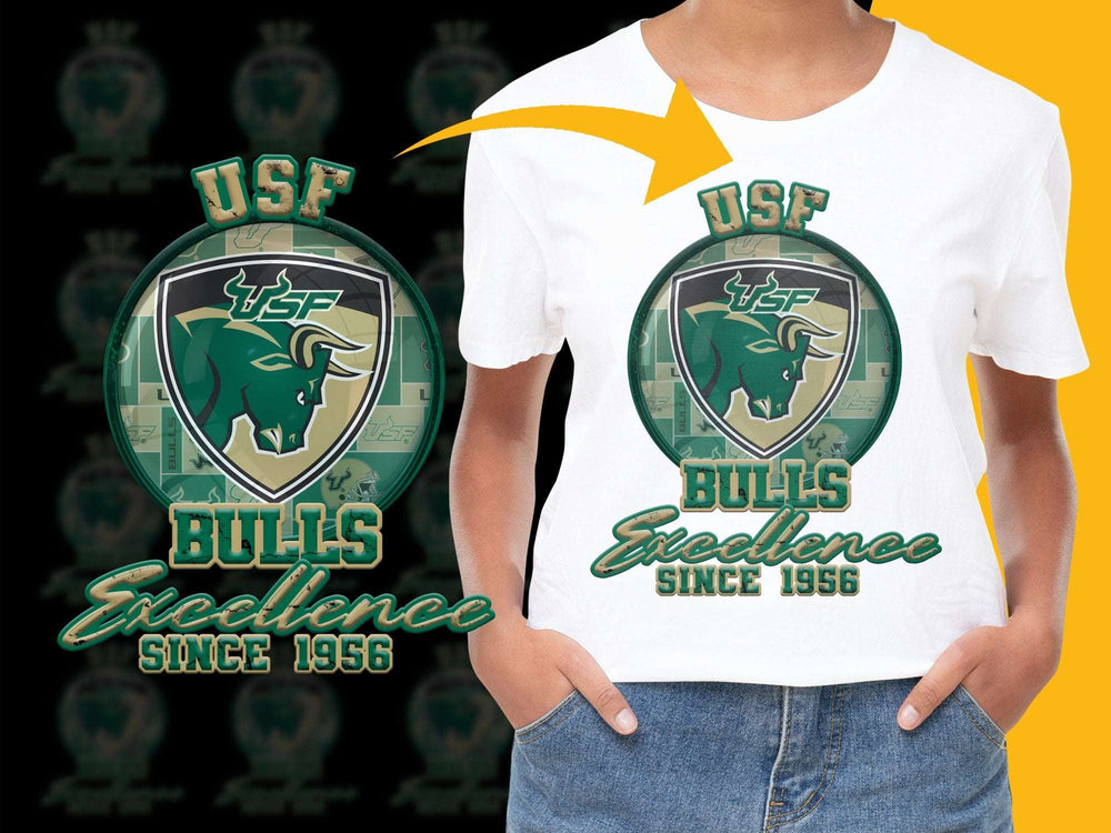 USF Bulls Excellence Graphic T-Shirt, University of South Florida Tee, Casual Sportswear, Since 1956, Unisex Top