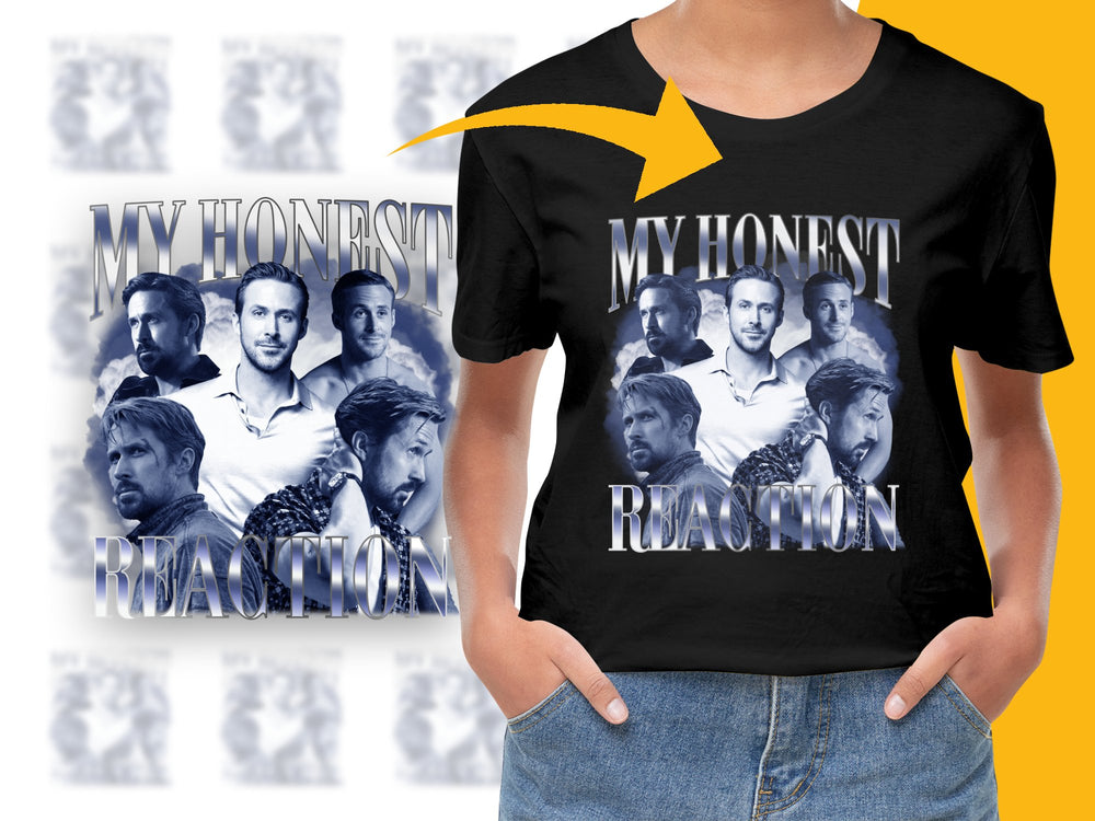 Men's Graphic T-Shirt with Unique Celebrity Photo Collage Design, Trendy Black Tee