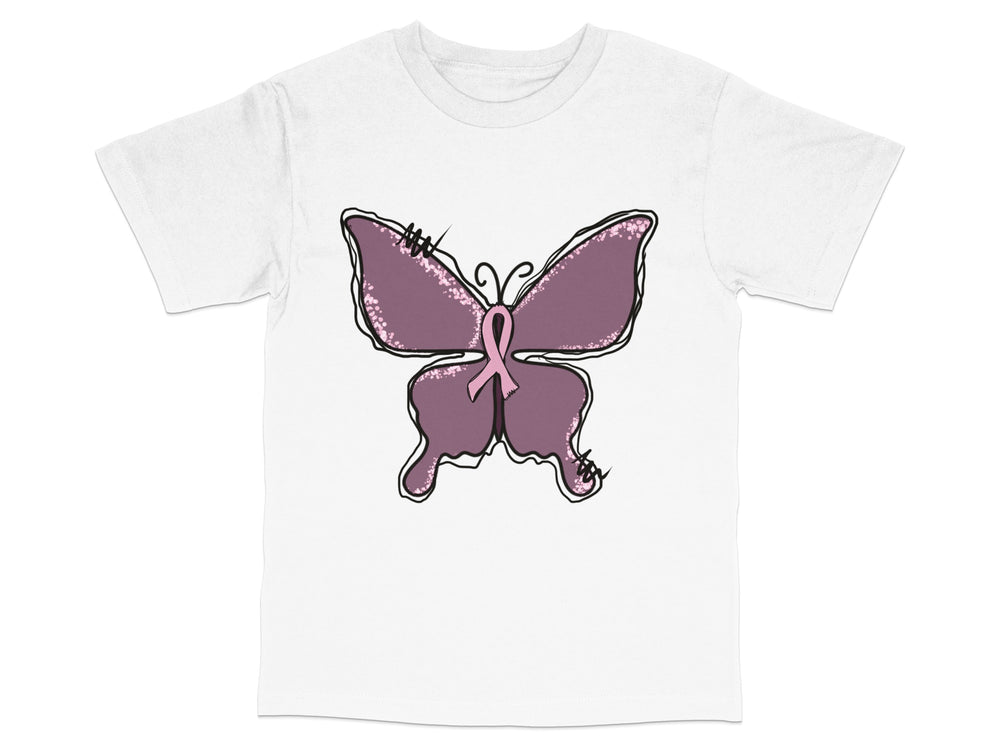 Butterfly Graphic T-Shirt Lavender and Pink Feminine Casual Tee Unique Design Stylish Comfort