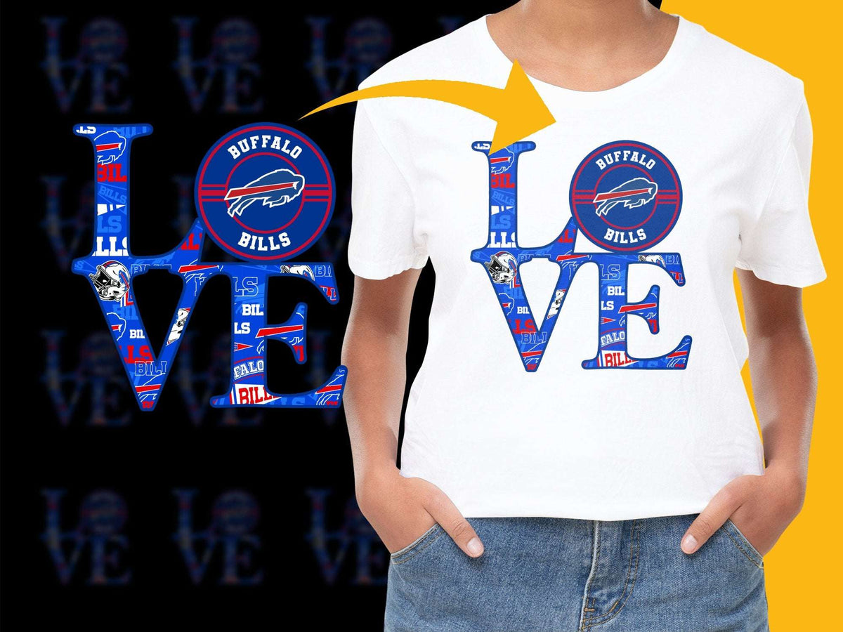 Buffalo Bills Love Graphic T-Shirt, Sports Team Fan Apparel, Casual NFL Tee