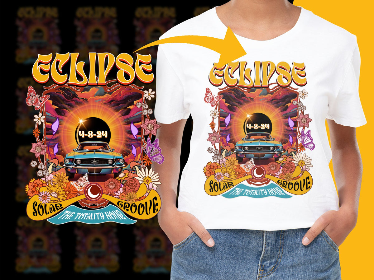 Vintage Eclipse T-Shirt Solar Groove 1994 Retro Car Floral Graphic Tee Unisex Casual Shirt