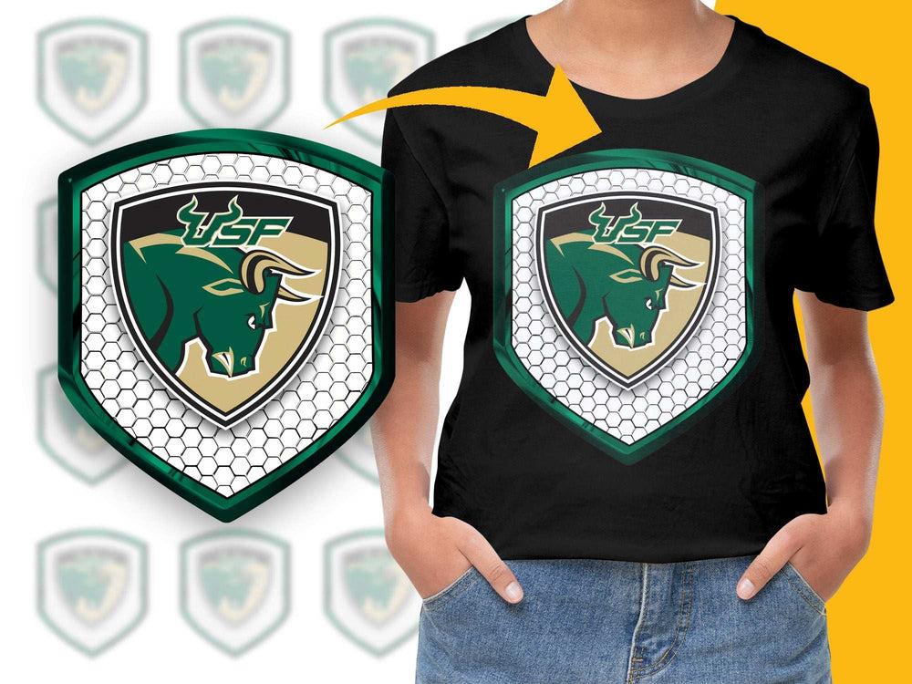 USF Bulls Logo T-Shirt, College Sports Team Graphic Tee, Casual Fan Apparel, Unisex Black Shirt