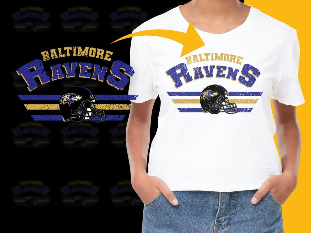 Baltimore Ravens Helmet Graphic Vintage Style PNG File - Teepew