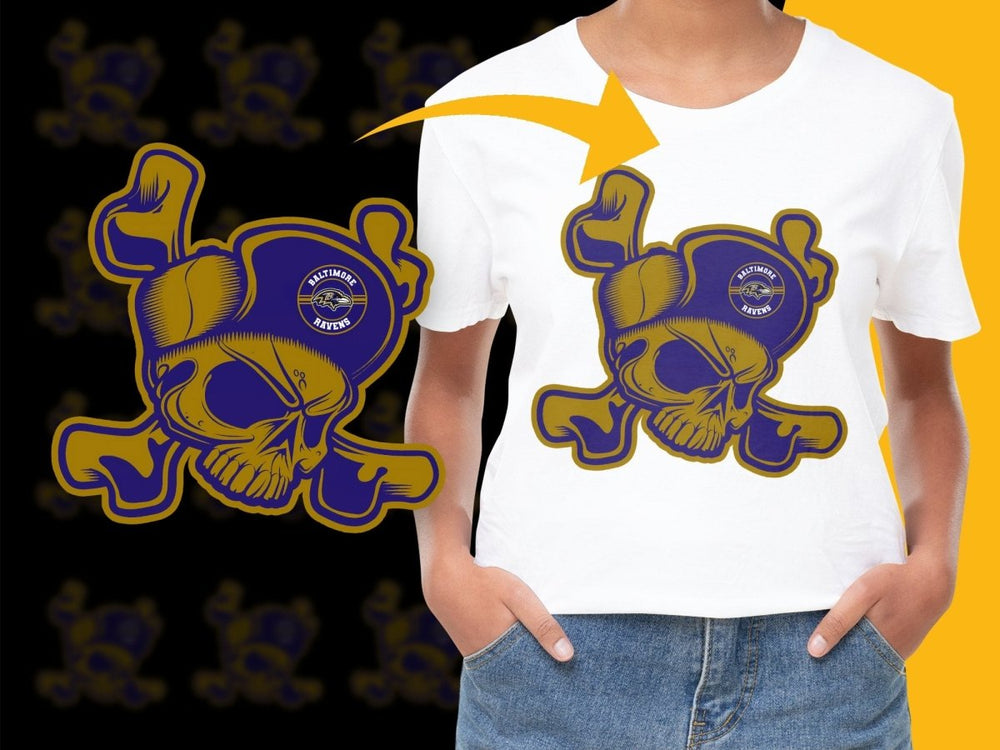Baltimore Ravens Skull and Crossbones Graphic PNG File - Teepew