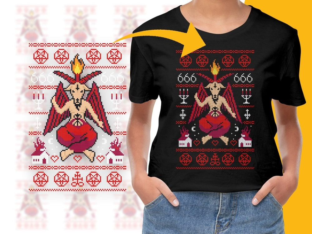 Baphomet Christmas Themed Pixel Art Design PNG File - Teepew