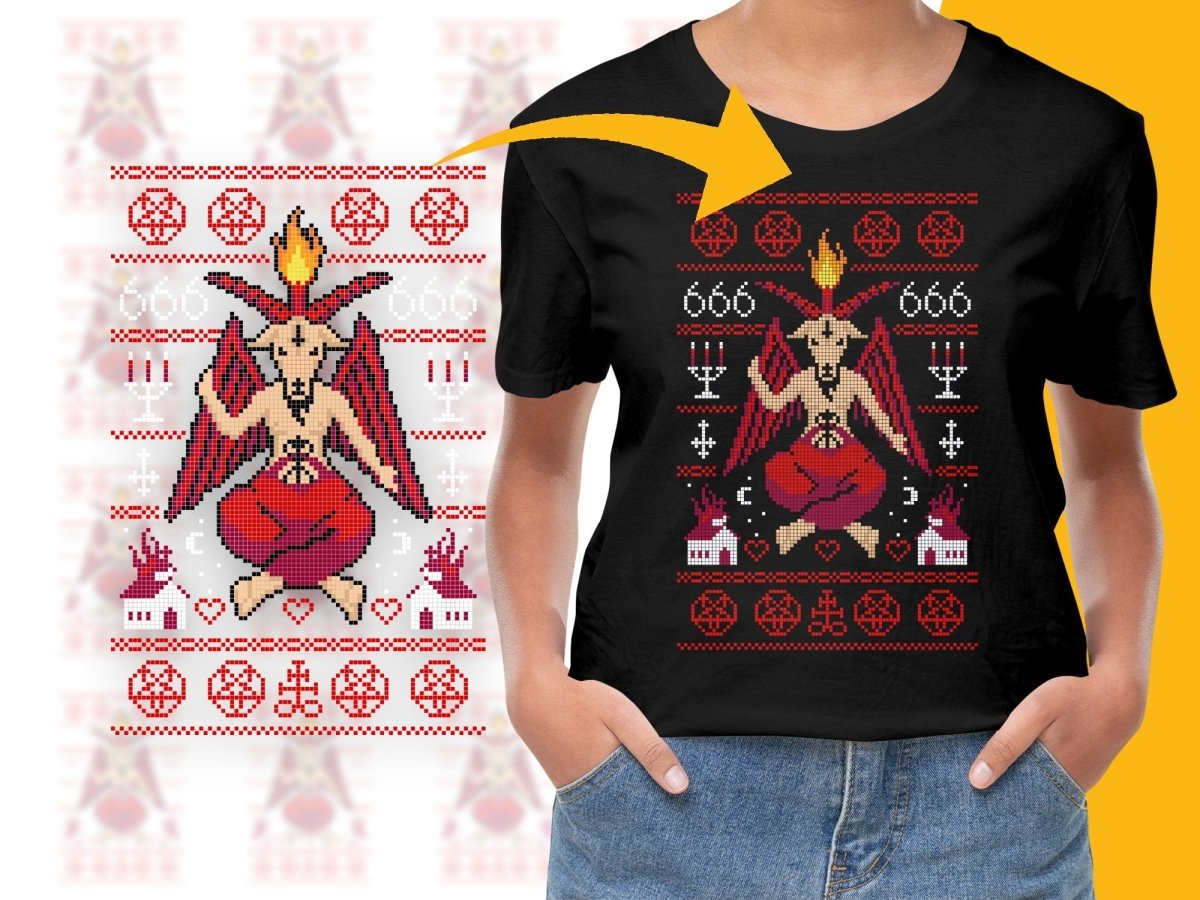 Baphomet Christmas Themed Pixel Art Design PNG File - Teepew