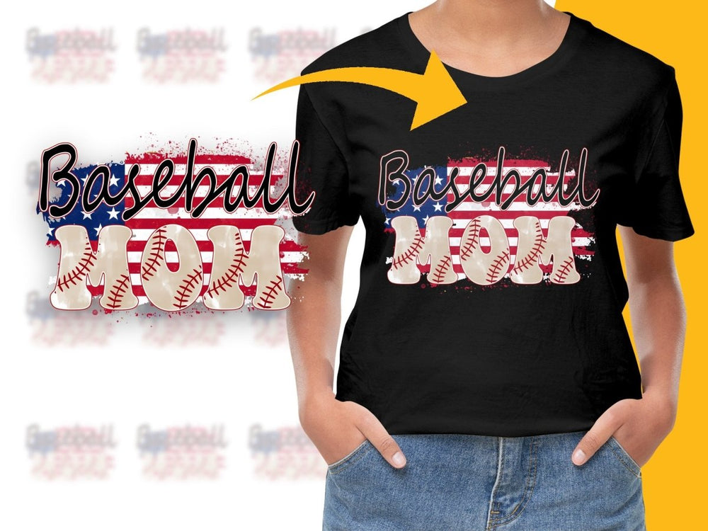 Baseball Mom USA Flag Creative Design PNG File - Teepew