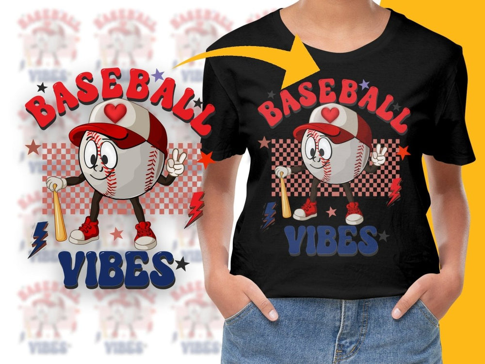 Baseball Vibes Cartoon Design PNG File - Teepew
